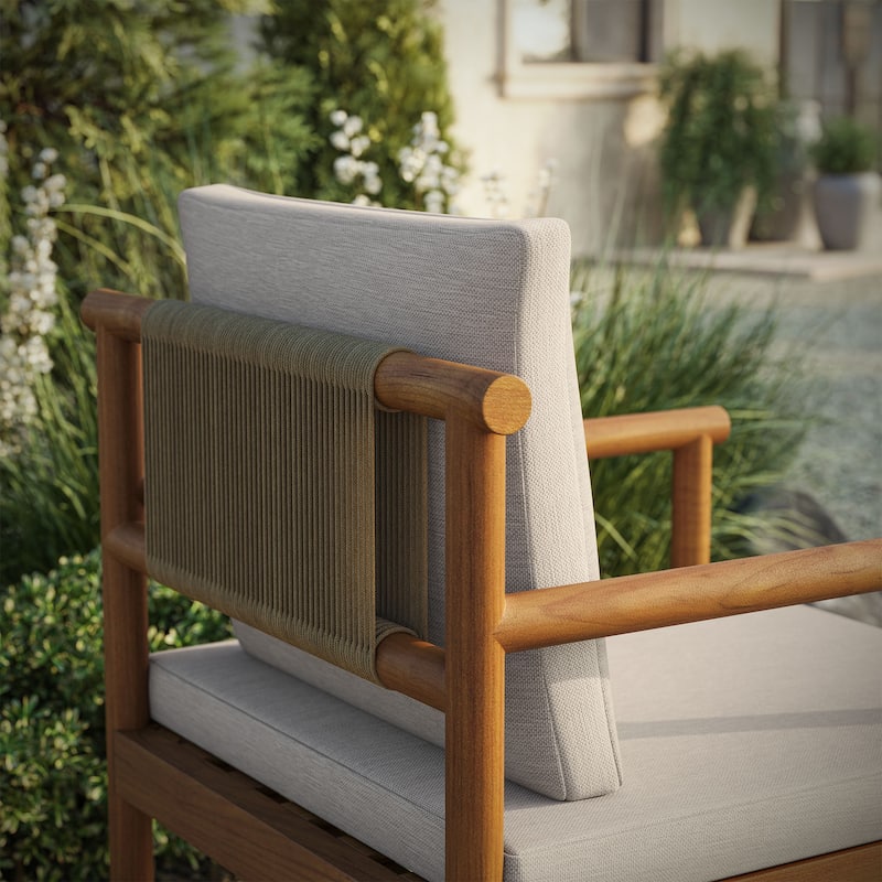 Eleni Outdoor Patio Teak Wood Rope Dining Chair