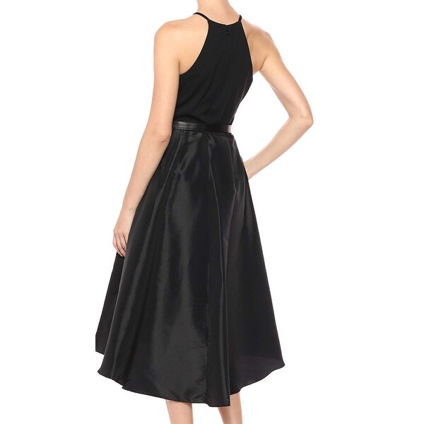 eliza j lace mock neck hi lo gown