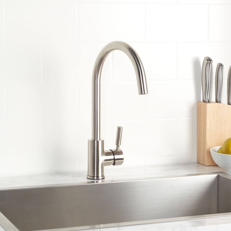 SAFAVIEH Home Avanti Single Handle Nickel Kitchen Faucet - 2"W x 9"D x 15"H