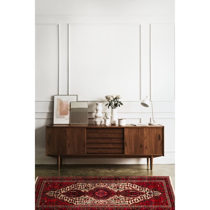 ECARPETGALLERY Hand-knotted Anatolian Vintage Red Wool Rug - 4'7 x 8'10
