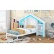 preview thumbnail 36 of 41, Rustic Platform Bed with House-Shaped Storage Headboard & Built-in LED, Wood Bed Frame for Boys Girls, No Box Spring Required