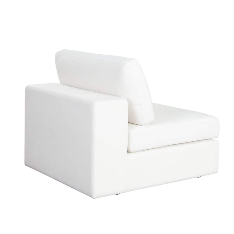 Lipi Modular Armless Chair, Plush Mist White, 41 Inch Solid Wood Frame