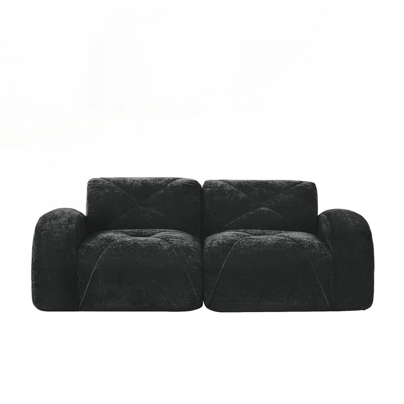 Sofa Couches With boneless Sofa,Soft Velvet Fabric,Bottom Anti-Slip Design - Black