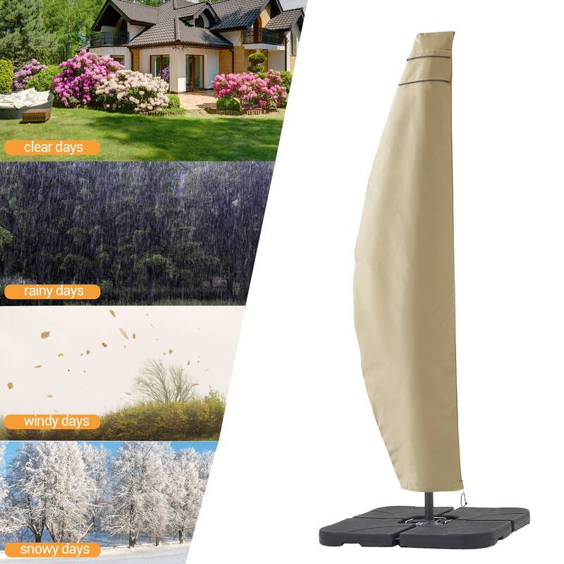 LIVOOSUN Patio Offset Umbrella Covers 600D Waterproof, Fits 8ft-11ft