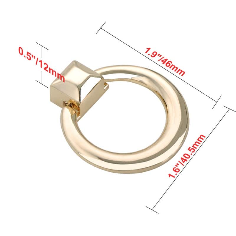 Utopia Alley Anello Cabinet Ring Pull Knob - Vintage Cabinet Polished Gold Hardware with Hand, 1.6"