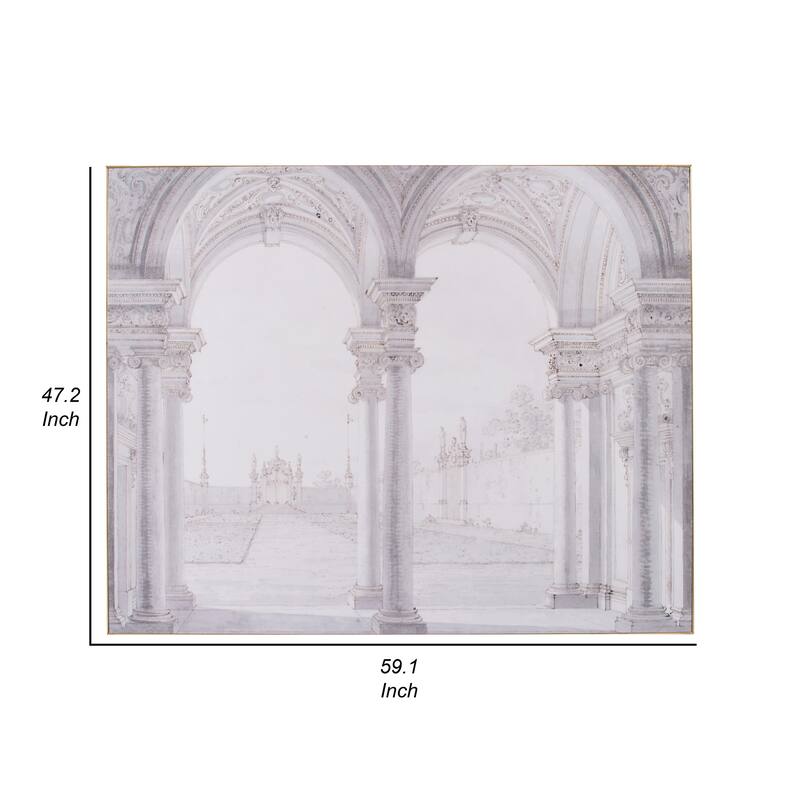 47 x 59 Decorative Wall Art, Rectangular, Historical Architecture, Gray