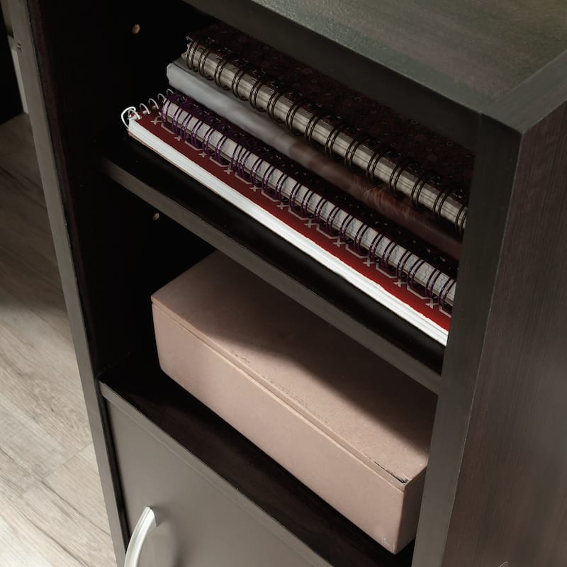 Anmytek Home Office Desk with Storage Dark Wood Grain Study