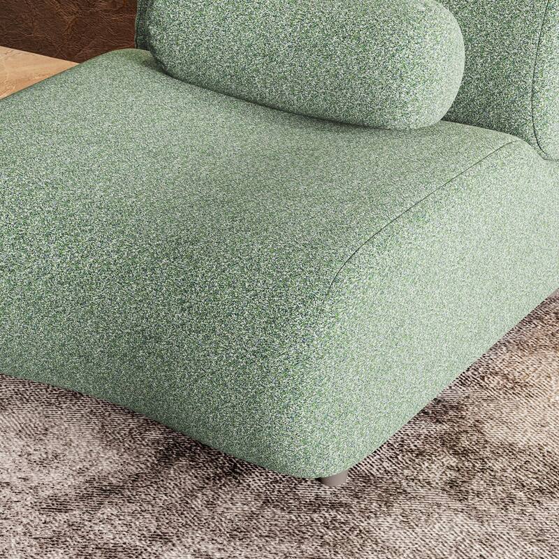 Modern Armless Lounge Sofa with 70° Reclined Backrest and Cylindrical Pillows for Living Room and Guest Room
