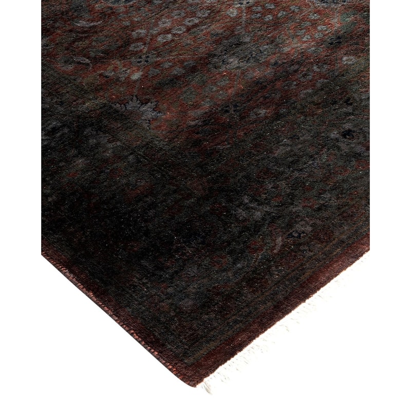 Overton Hand Knotted Wool Vintage Inspired Modern Contemporary Overdyed Brown Area Rug - 4' 1" x 6' 1"