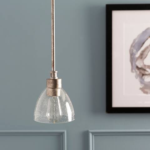 Artistic Weavers Lillith Pewter & Seeded Glass 1-light Hanging Pendant - 7"H x 5.75"W x 5.75"D