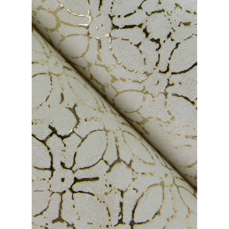 A-Street Prints Khauta Champagne Floral Geometric Wallpaper