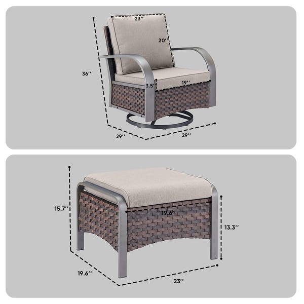 dimension image slide 11 of 48, Pocassy Outdoor Patio Furniture Set
