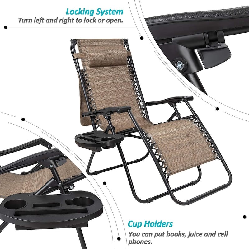 Homall Zero Gravity Chair Patio Lawn Chair Lounge Chair Folding Recliner Adjustable Outdoor with Canopy Shade and Cup Holder
