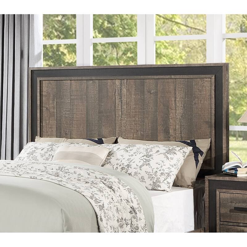 Queen Size Panel Bed with High Headboard and Contemporary Farmhouse Design