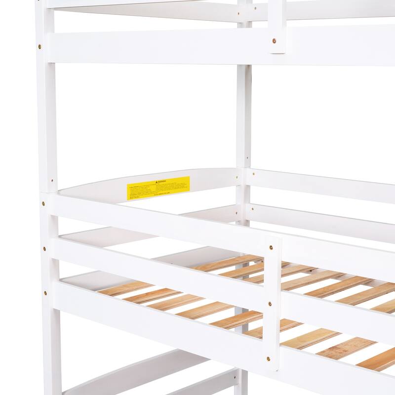 Triple Bunk Bed Twin Size Floor Bed with Storage Staircase