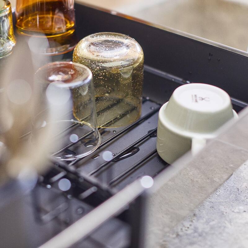 Extend Steel Plus Expandable Dish Rack with Wine Glass Holder