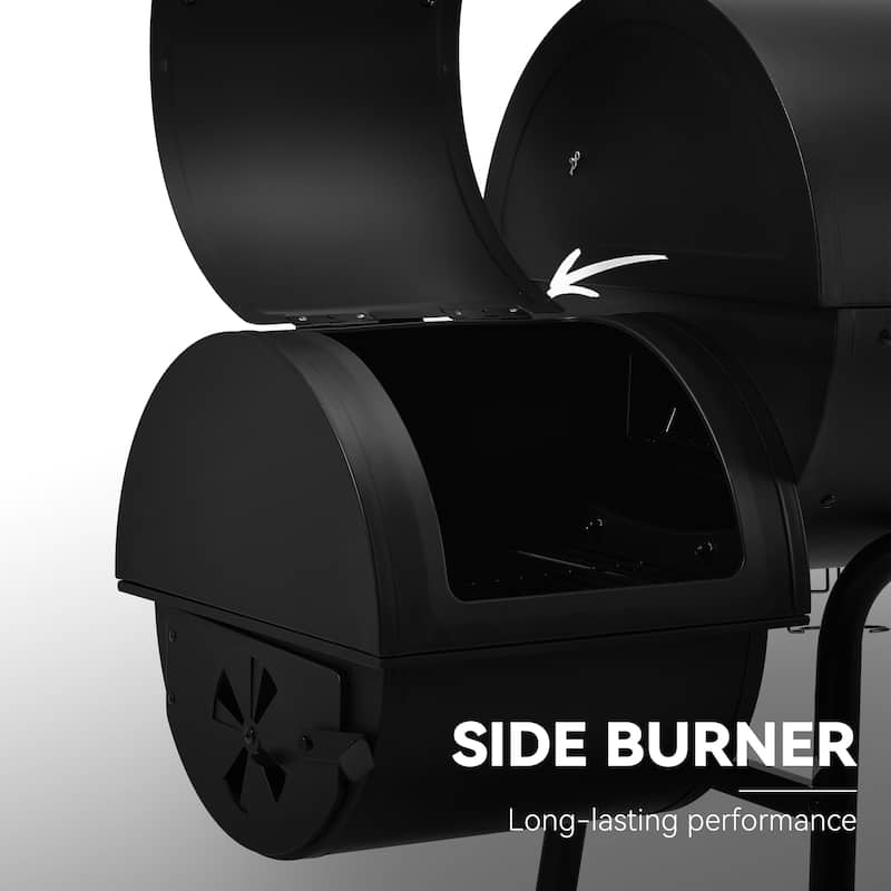 Royal Gourmet 30-Inch Barrel Charcoal Grill with Offset Smoker, Black