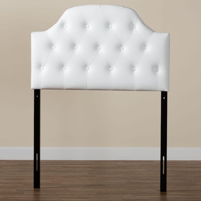 Baxton Studio Midas Modern and Contemporary Twin Size Faux Leather Upholstered Button-tufted Scalloped Headboard