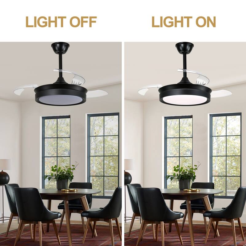 Oaks Aura Modern 36in. LED Light Memory Retractable Ceiling Fan with Light, 6-Speed,Dc Motor Technology, Remote Control