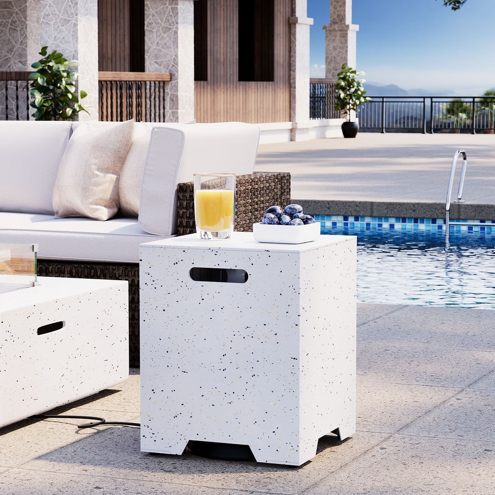 COSIEST Concrete Outdoor Propane Tank Cover Table