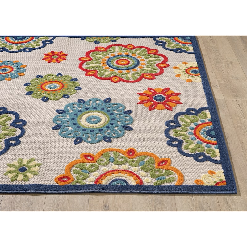 Domani Napa Mid-Century Floral Indoor / Outdoor Area Rug