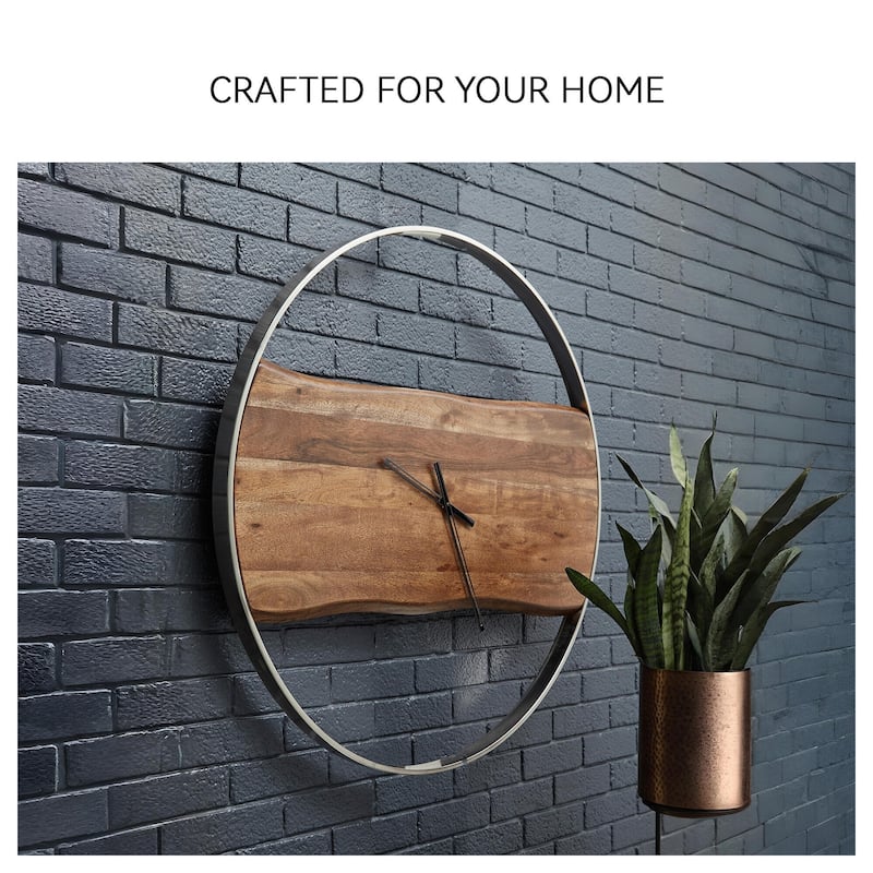 Panchali Brown/Silver Finish Wall Clock - 024052686944