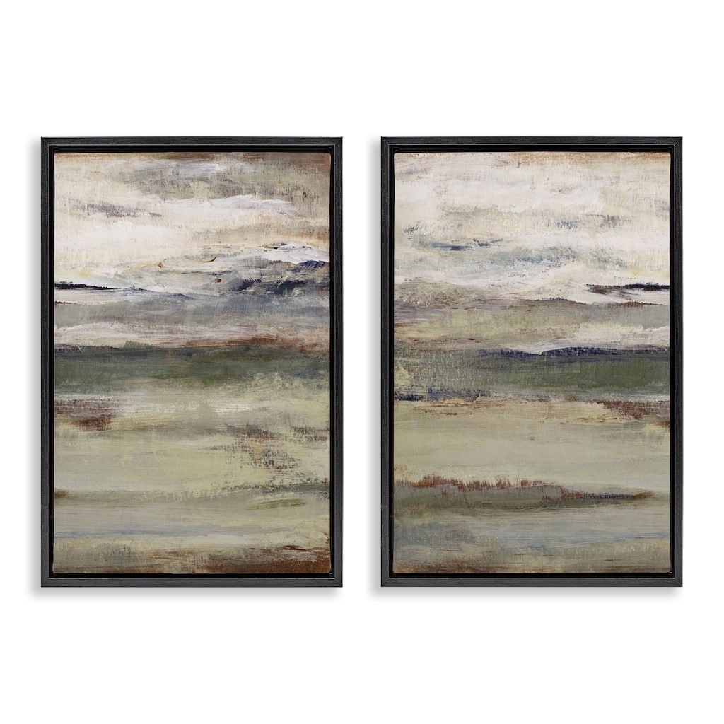 Stupell Earth's Layers Neutral Abstract Framed Floater Canvas Wall Art Design By Lanie Loreth (Set of 2)