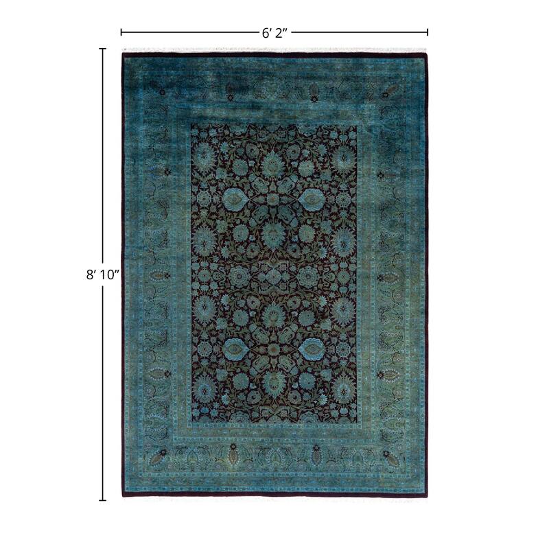 Overdyed, One-of-a-Kind Hand-Knotted Area Rug - Blue - 6' 2" x 8' 10"