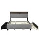 preview thumbnail 3 of 9, Queen size Upholstered Platform Bed w/Twin XL Trundle & 2 drawers and Sockets & USB Ports