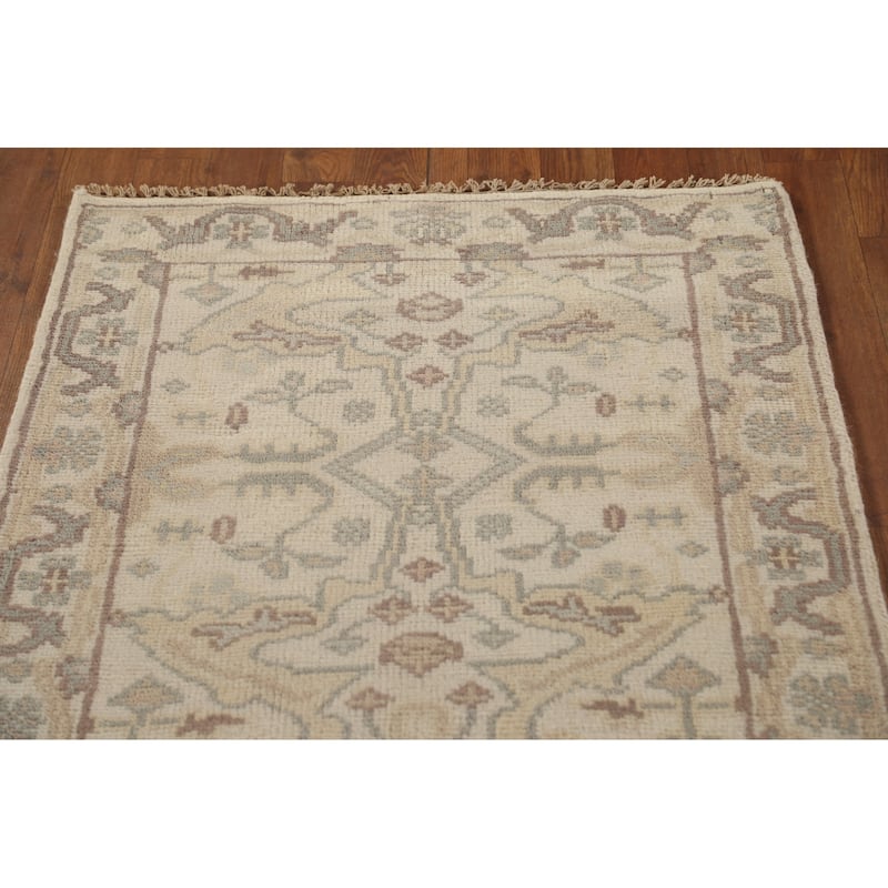 Oushak Oriental Runner Rug Handmade Wool Carpet - 2'7"x 11'6"
