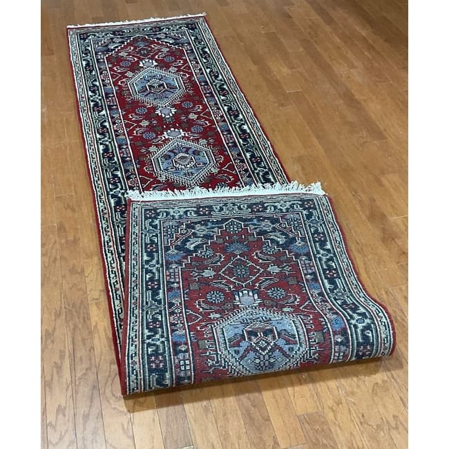 HERAT ORIENTAL Handmade Medallion Bidjar Wool Runner Rug - 2'9 x 12'