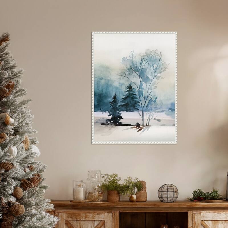 Dusty Blue II by Isabelle Z Framed Canvas Wall Art Print - Sylvie Beaded White