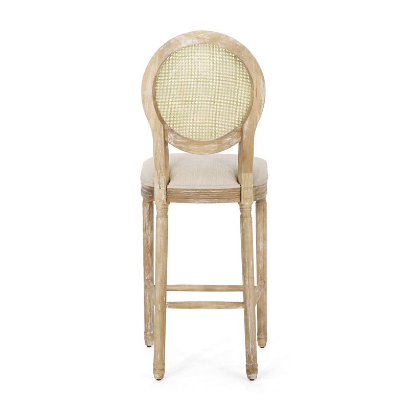 French Barstool Set, Wicker Round Backrest High Chair, Kitchen Island Dining Chair, Bistro Counter Stool, Retro Chair