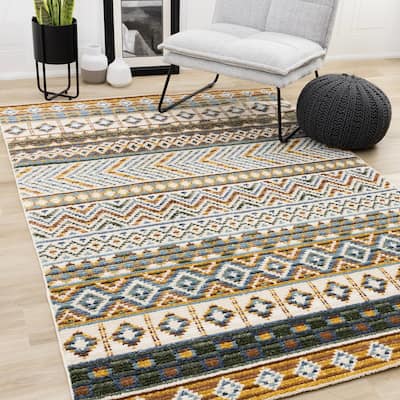 Nalani Collection - Textured Soft Multi-Colored Intricate Southwest Rug