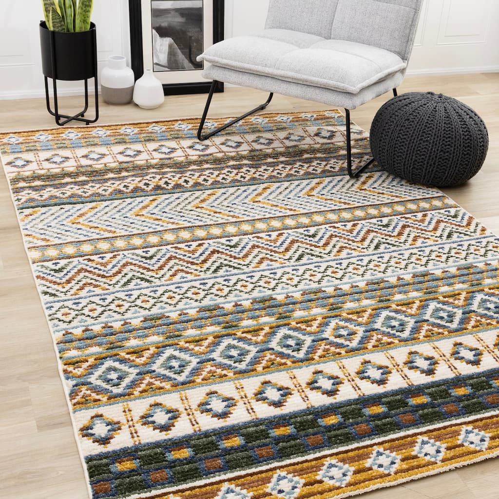 Nalani Collection - Textured Soft Multi-Colored Intricate Southwest Rug