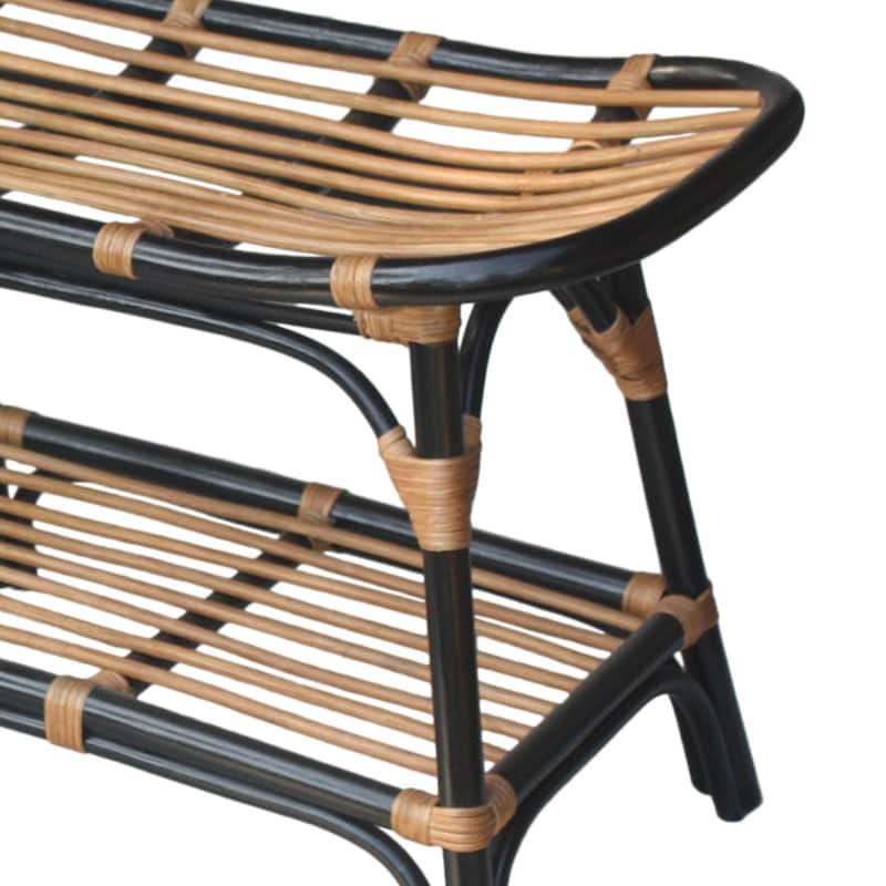 NPD Furniture Damara Rattan Bench with Shelf