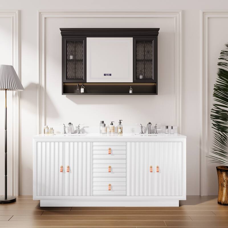 72-Inch Solid Wood Double Vanity with Sinks – Modern Style and Generous Storage