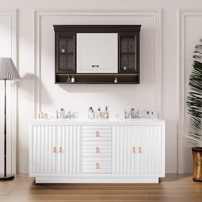 72-Inch Solid Wood Double Vanity with Sinks – Modern Style and Generous Storage