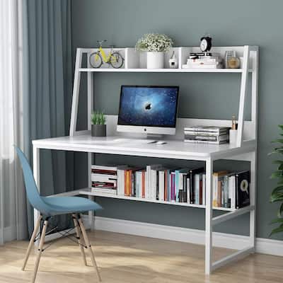 47"Computer Desk with Hutch and Bookshelf, Compact Home Office Desk for Small Spaces, Writing Study Table with Storage