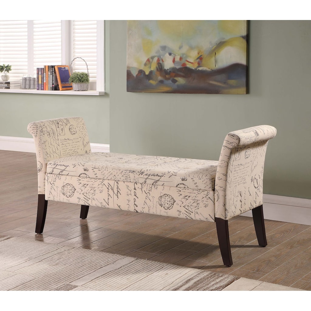 26-inch Old World Fabric Storage Bench