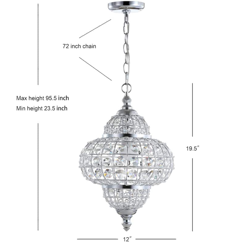 Juliette 12" Crystal/Metal LED Chandelier Pendant, Chrome by JONATHAN Y
