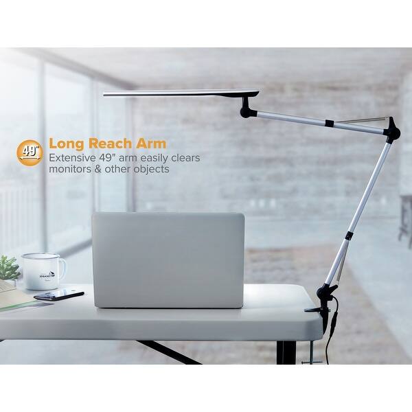 Shop Adjustable Double Arm Led Desk Lamp Desk Or Clamp
