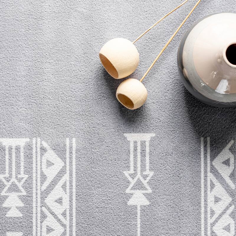 Brooklyn Rug Co Joelle Machine Washable Tribal Geometric Border Area