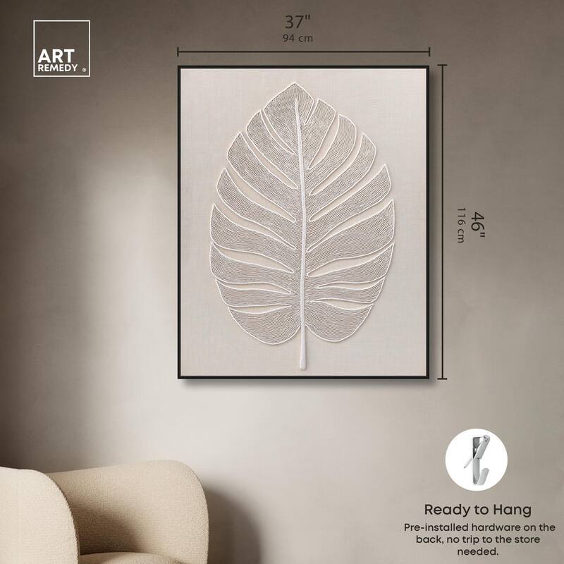 Linen Leaf I Canvas by Art Remedy
