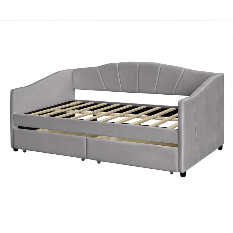 Elegant Twin Daybed with Velvet Upholstery, Drawers for Storage, and Sturdy Frame