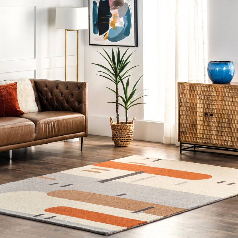 Nuloom Cori Wool Abstract Contemporary Area Rug - 5' x 8' - Peach