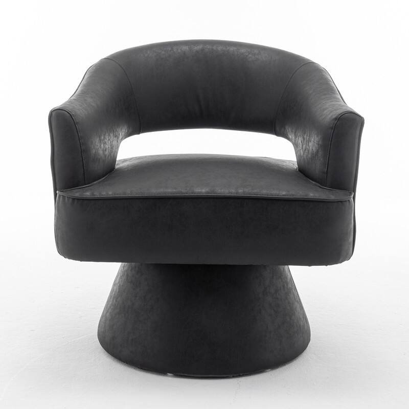 SEYNAR Modern PU Leather 360 Degree Swivel Accent Barrel Chair Set of 2