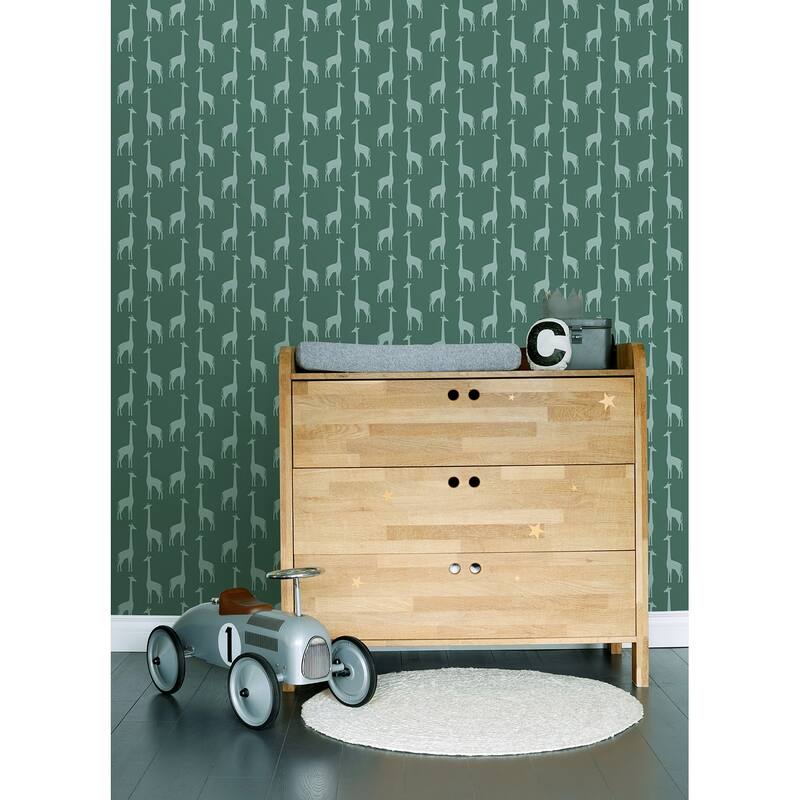 Chesapeake Vivi Teal Giraffe Wallpaper - 20.9 x 396 x 0.025