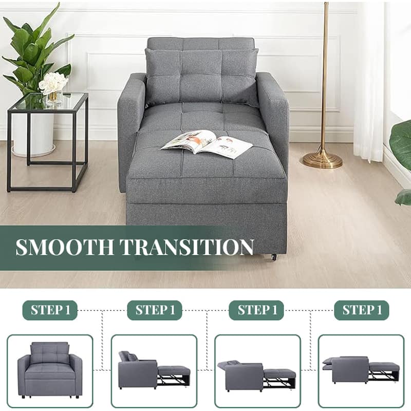 3-in-1 Convertible Recliner Chair Bed – Modern Upholstered Sleeper Sofa, Foldable Lounge Chair for Small Spaces