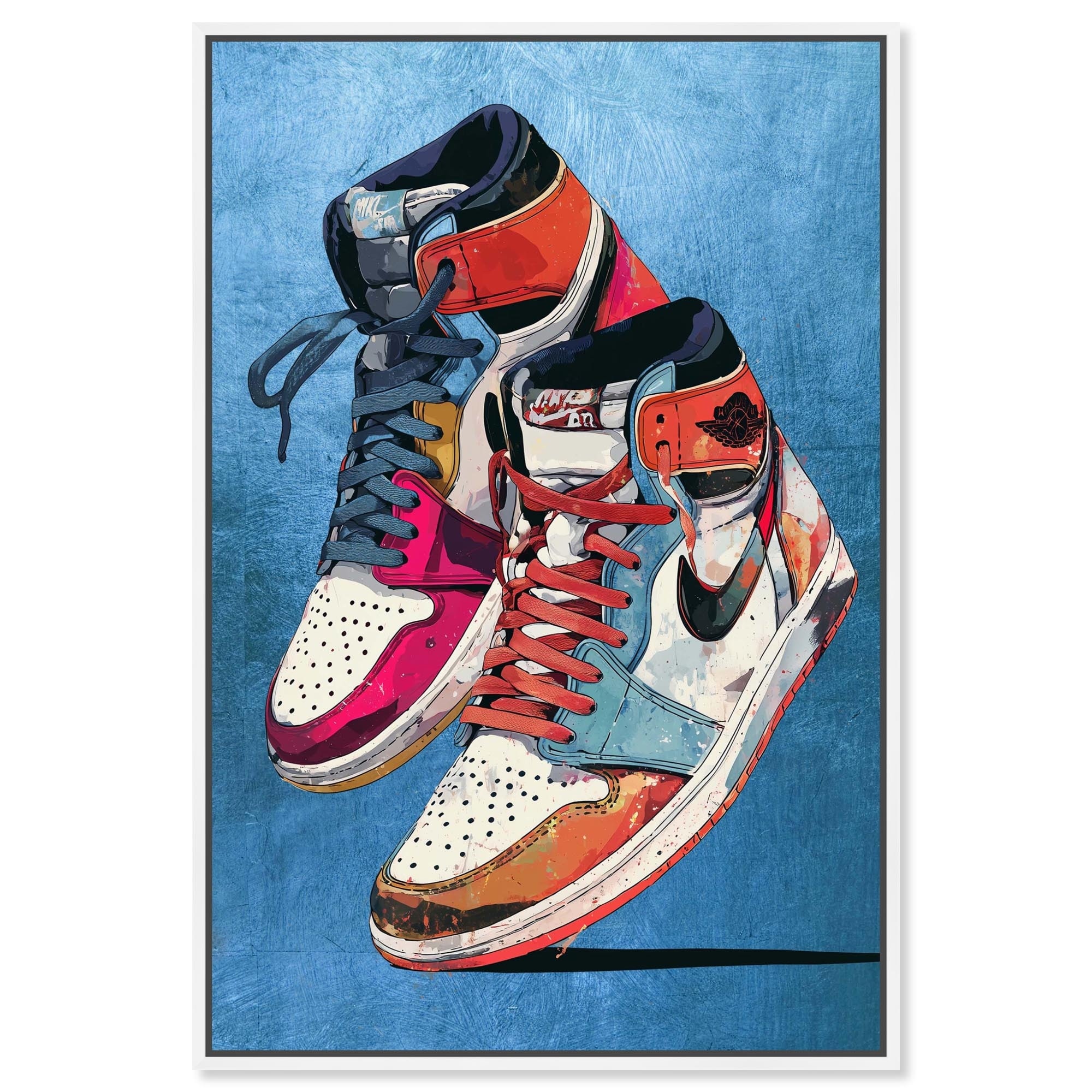 Sneakers on Blue Wall Art Canvas Print by Art Remedy